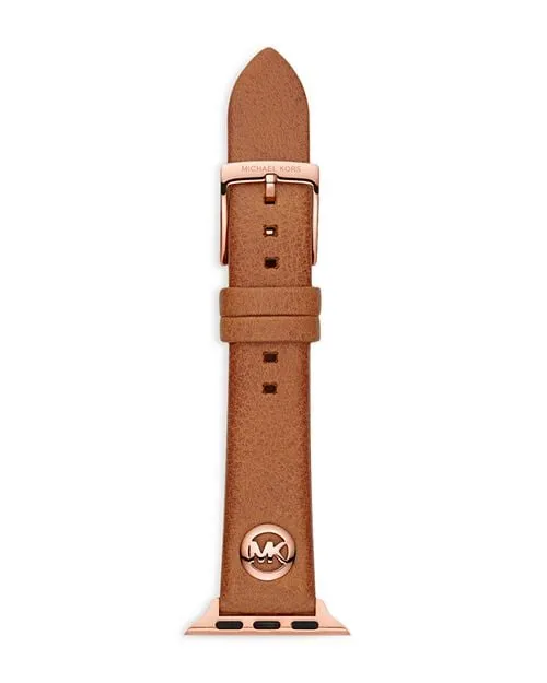 38mm - 40mm Leather Logo Charm Strap for Apple Watch Michael Kors Brown