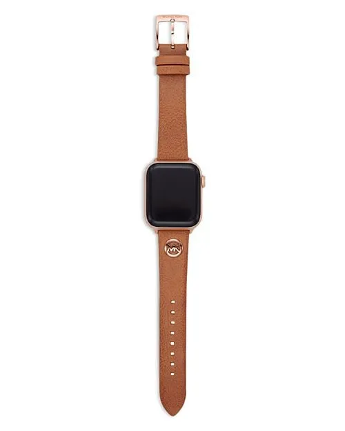 38mm - 40mm Leather Logo Charm Strap for Apple Watch Michael Kors Brown
