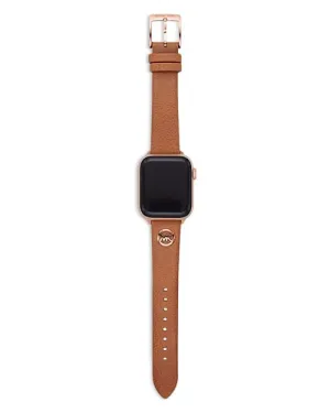 38mm - 40mm Leather Logo Charm Strap for Apple Watch Michael Kors Brown