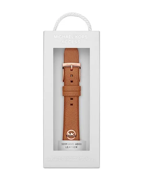 38mm - 40mm Leather Logo Charm Strap for Apple Watch Michael Kors Brown