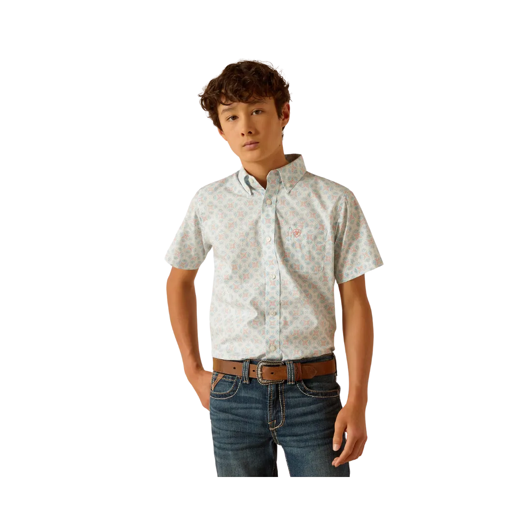 Ariat Kid's Kai Classic Fit Aqua Shirt