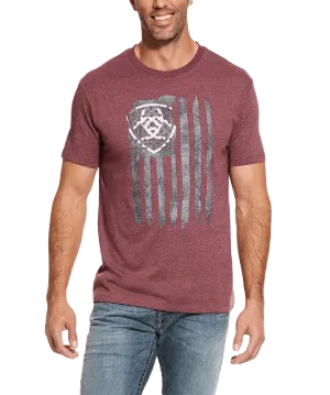 Ariat Men's Burgundy Heather Vertical Flag Short Sleeve T-Shirt