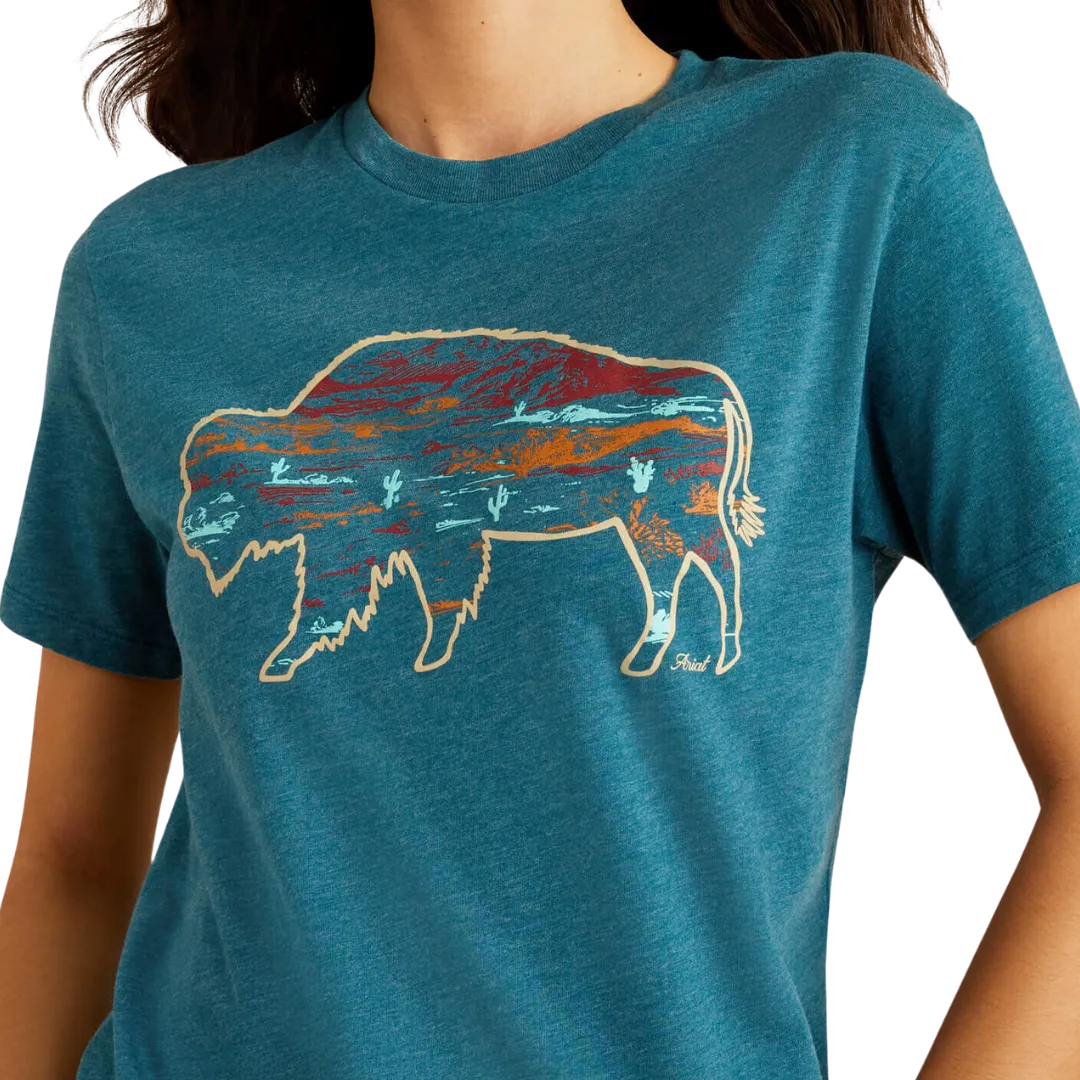 Ariat Women's Bison Ranch Deep Sea Heather T Shirt