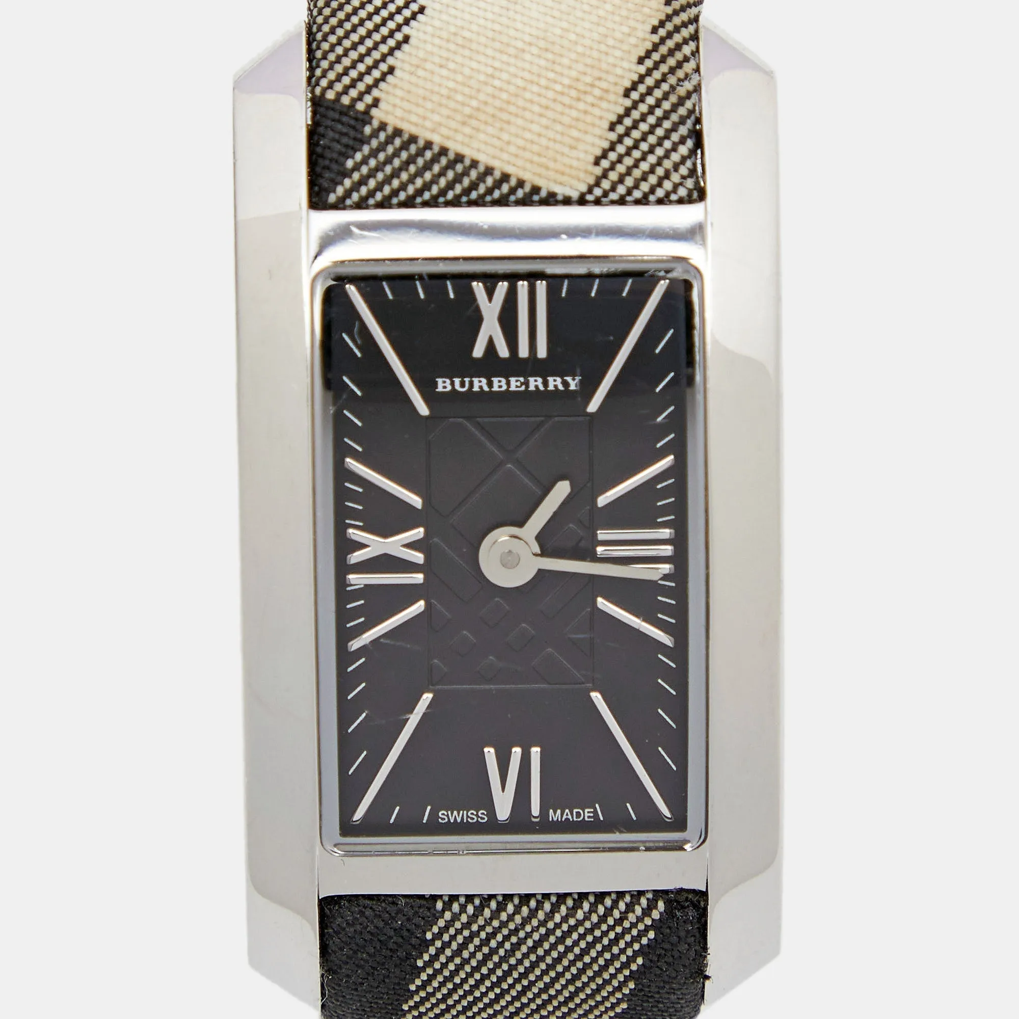 Burberry Black Stainless Steel Canvas Heritage Nova Check BU1080 Women's Wristwatch 20 mm