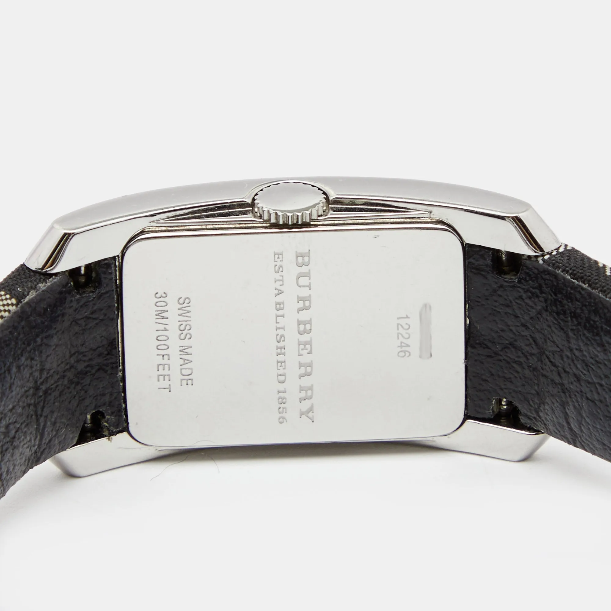 Burberry Black Stainless Steel Canvas Heritage Nova Check BU1080 Women's Wristwatch 20 mm