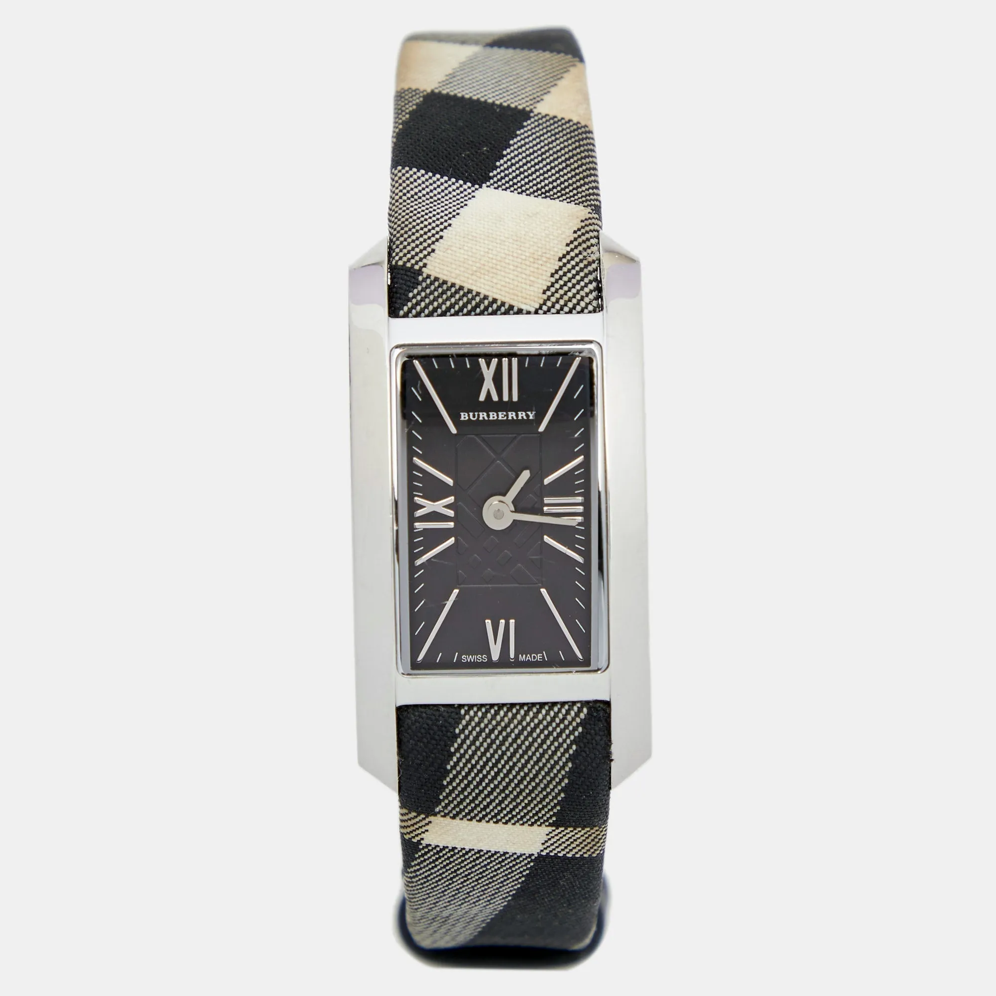 Burberry Black Stainless Steel Canvas Heritage Nova Check BU1080 Women's Wristwatch 20 mm