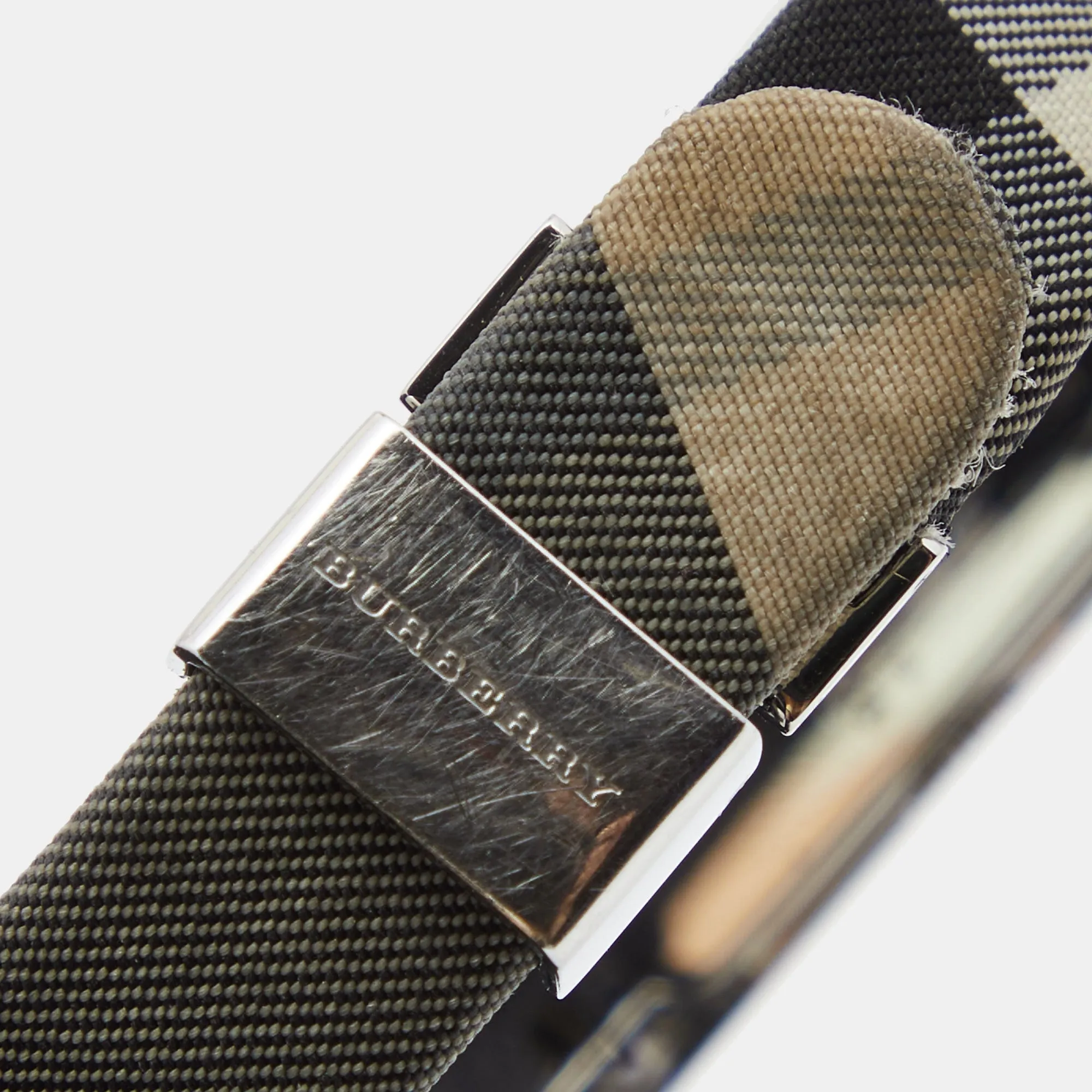 Burberry Black Stainless Steel Canvas Heritage Nova Check BU1080 Women's Wristwatch 20 mm