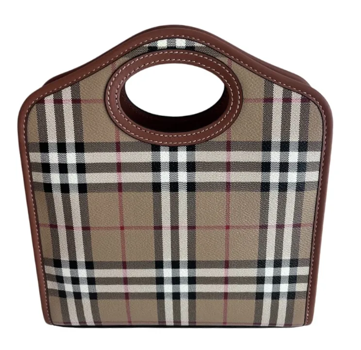 Burberry Mini Pocket Plaid Tote