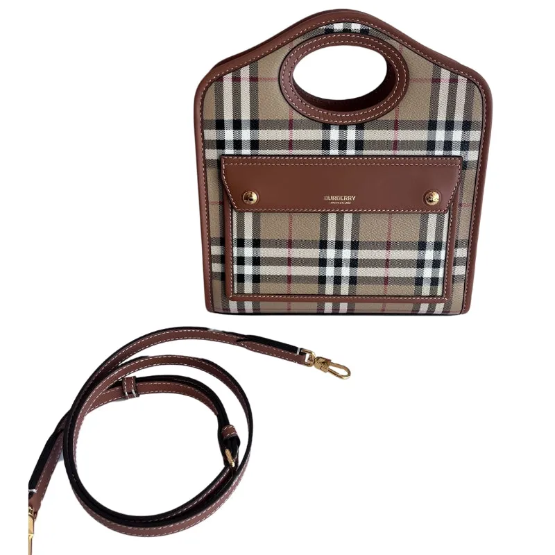 Burberry Mini Pocket Plaid Tote