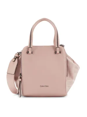 Calvin Klein Marble Faux Leather Double Top Handle Bag in Rosewood