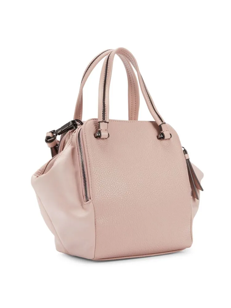 Calvin Klein Marble Faux Leather Double Top Handle Bag in Rosewood