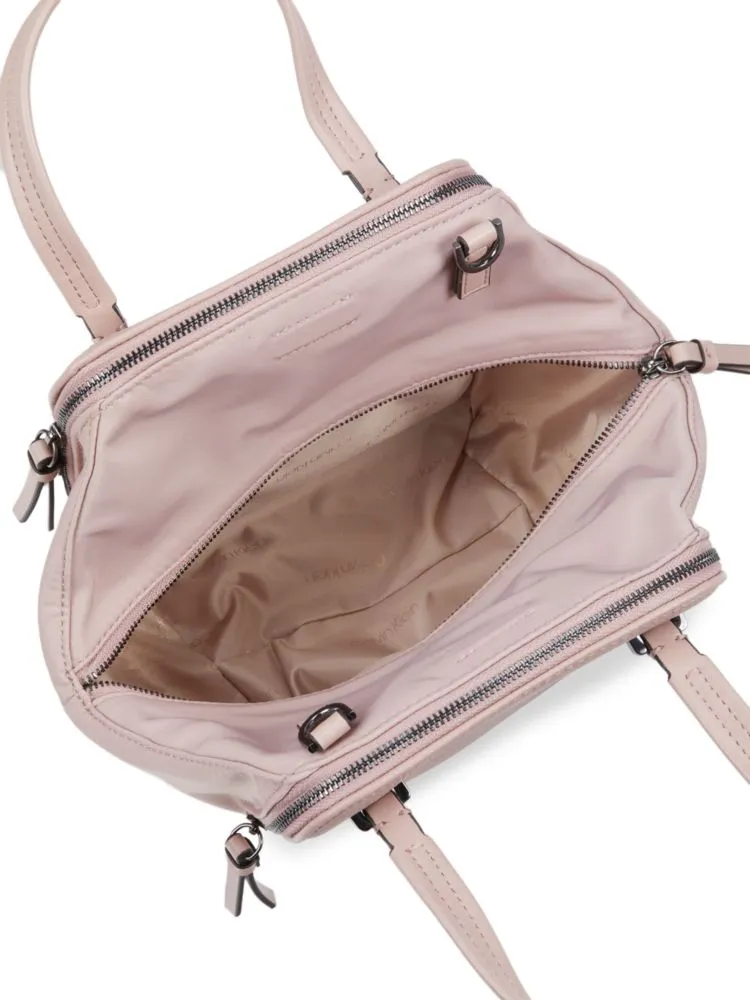 Calvin Klein Marble Faux Leather Double Top Handle Bag in Rosewood