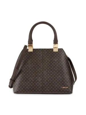 Calvin Klein Monogram Top Handle Bag, Brown