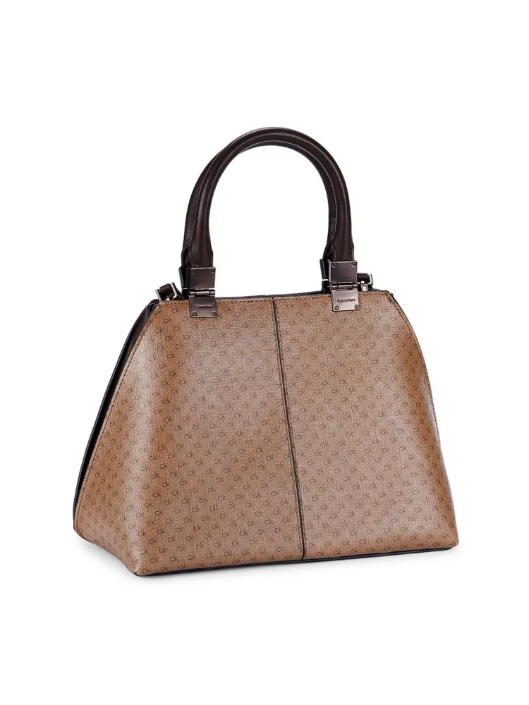 Calvin Klein Monogram Top Handle Bag, Brown