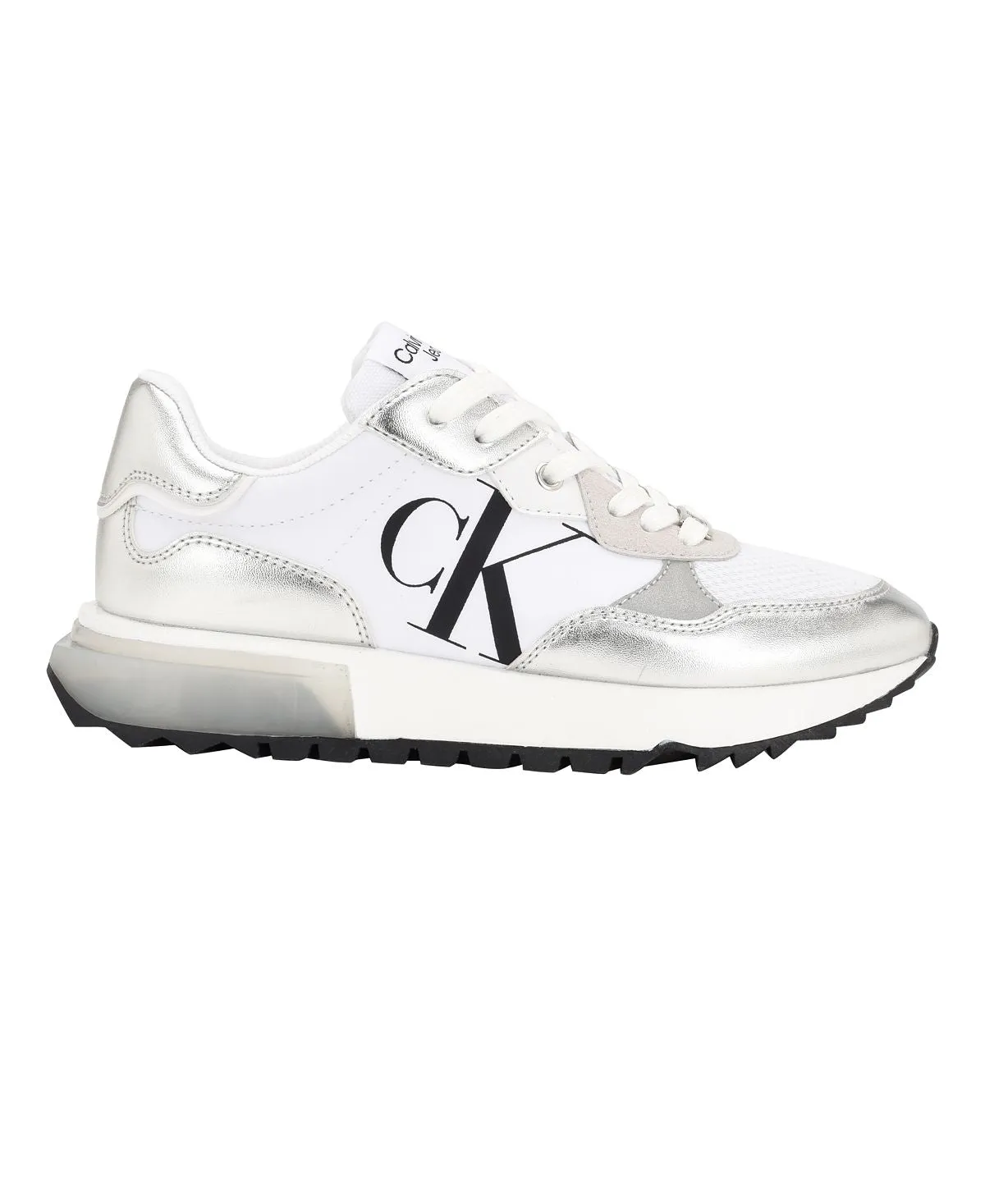Calvin Klein Women's Magalee Logo Lace-up Casual Sneakers Silver