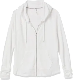 Calvin Klein Women's Premium Zip Gathered Long Sleeve Hoodie (Standard and Plus) ,  white