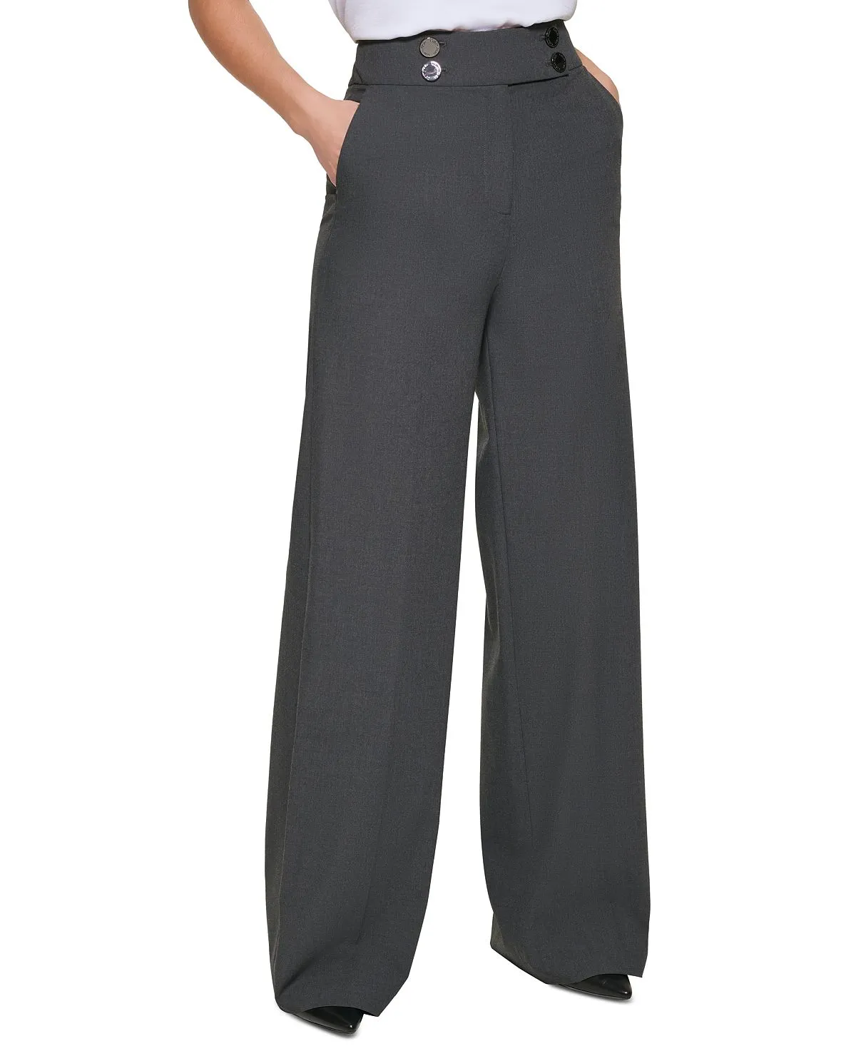 Calvin Klein Women's Whitney Button Front Wide Leg Pants
