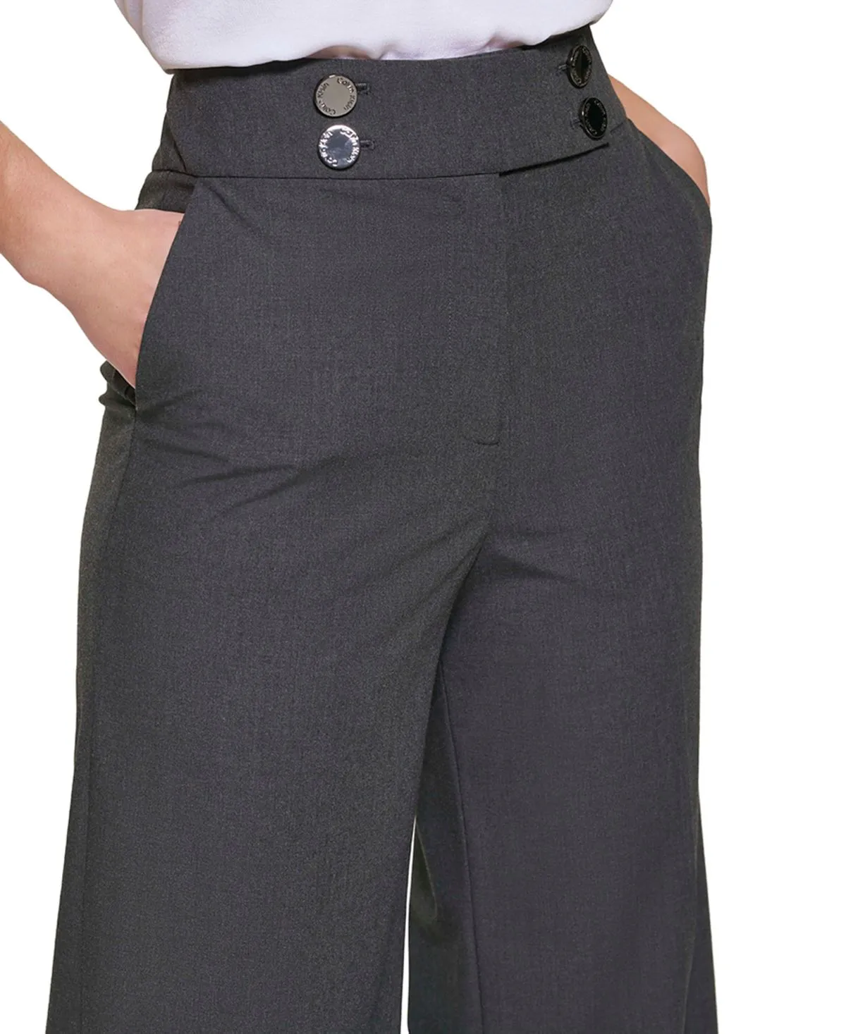 Calvin Klein Women's Whitney Button Front Wide Leg Pants