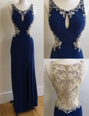 Charming Prom Dress Chiffon Prom Dress Beading Prom Dress O Neck Evening Dress