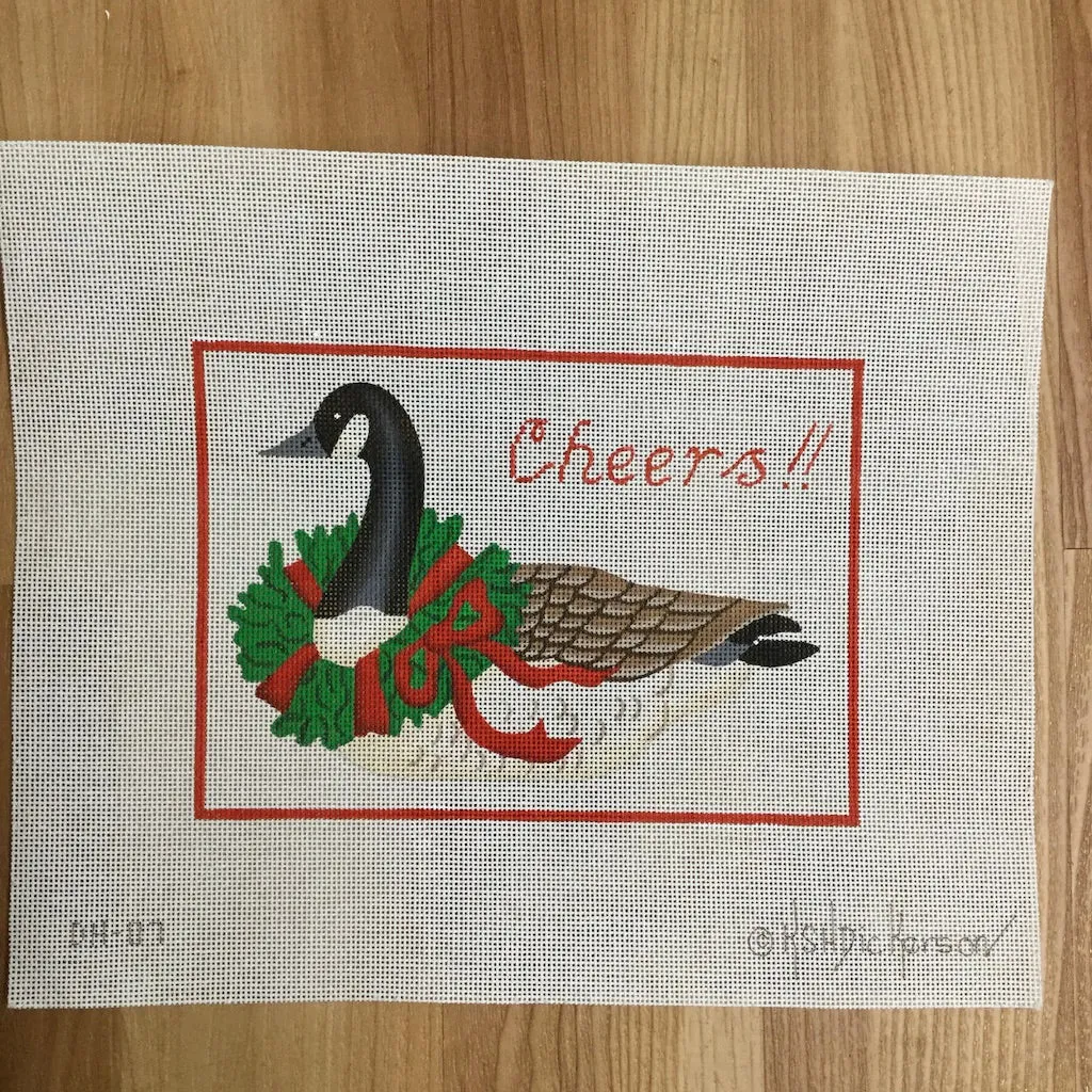 Cheers Canada Goose with Wreath Canvas