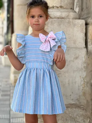 CLEARANCE SALE El Copo  - Girls Blue & Pink Stripe Dress