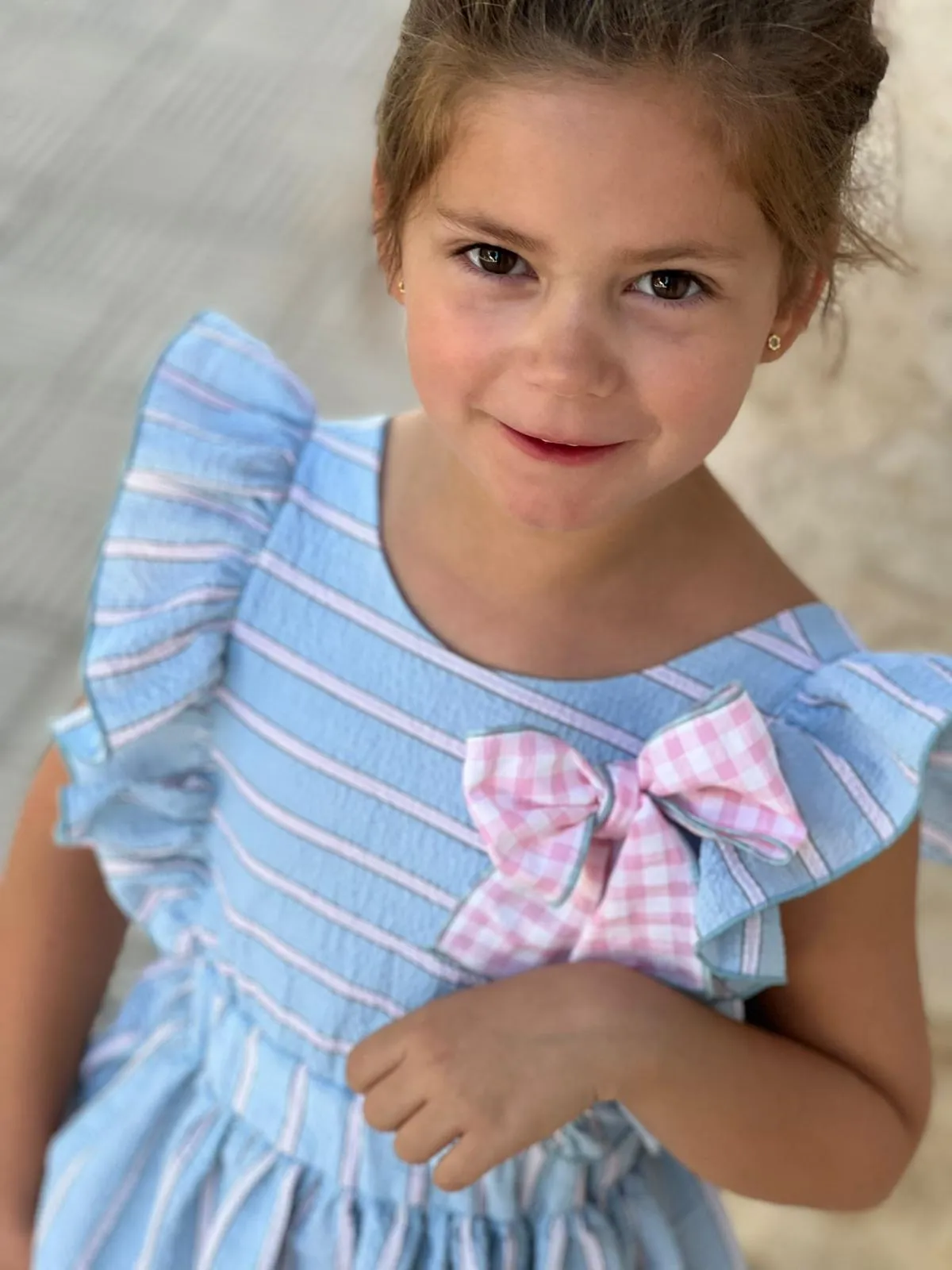 CLEARANCE SALE El Copo  - Girls Blue & Pink Stripe Dress