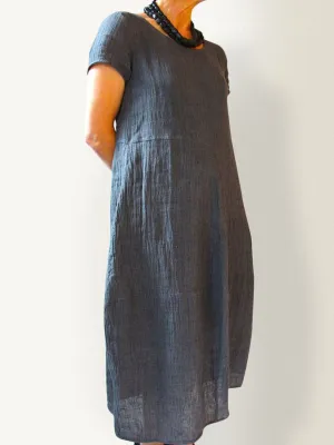 Dunnmall Casual Pockets Round Neck Solid Casualdress