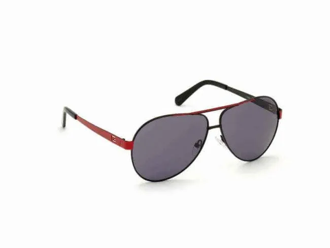 Guess Aviator Shiny Black Smoke Metal Sunglasses