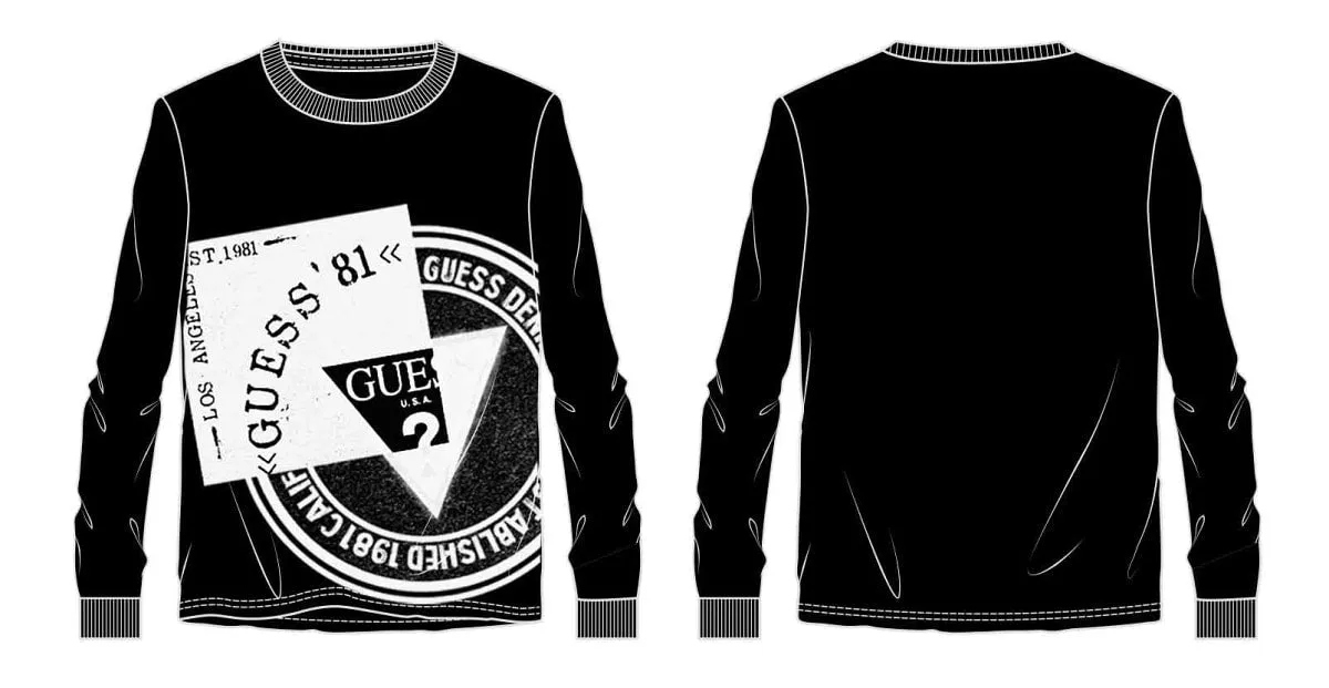 Guess Long-shirt Nera Da Bambino