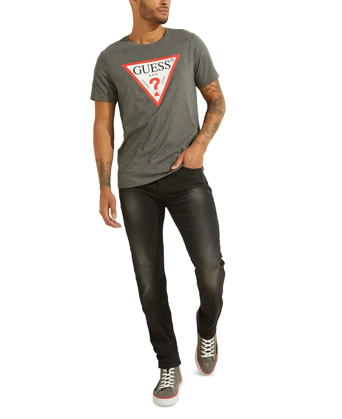 GUESS Men's Distressed Slim Fit Jeans