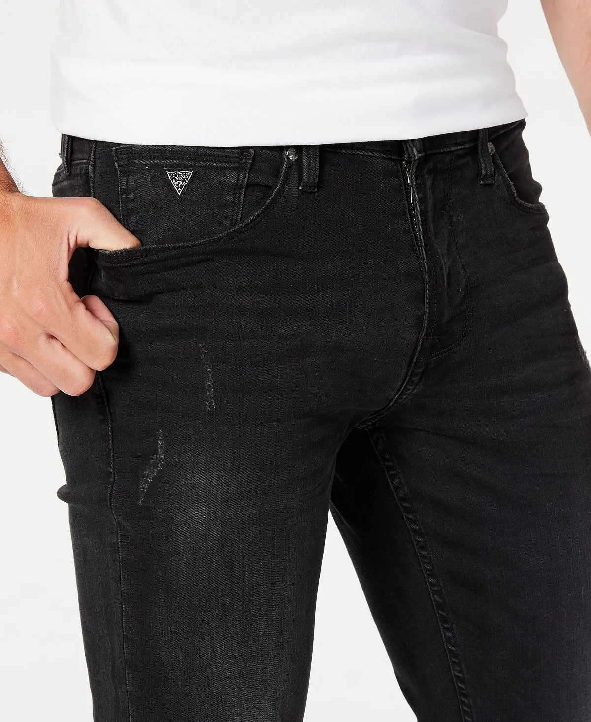GUESS Men's Distressed Slim Fit Jeans