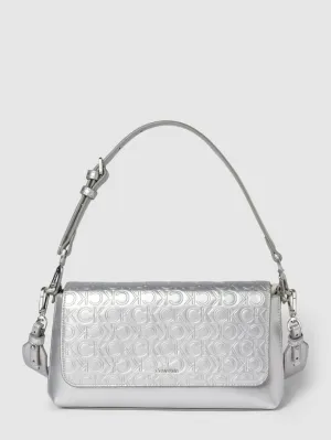Handbag with label appliqué, model CK MUST Calvin Klein, silver