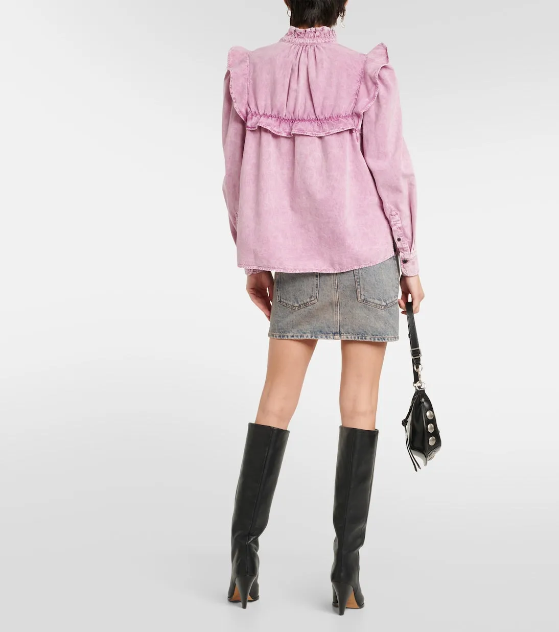 idety denim shirt with ruffles Marant Etoile, pink