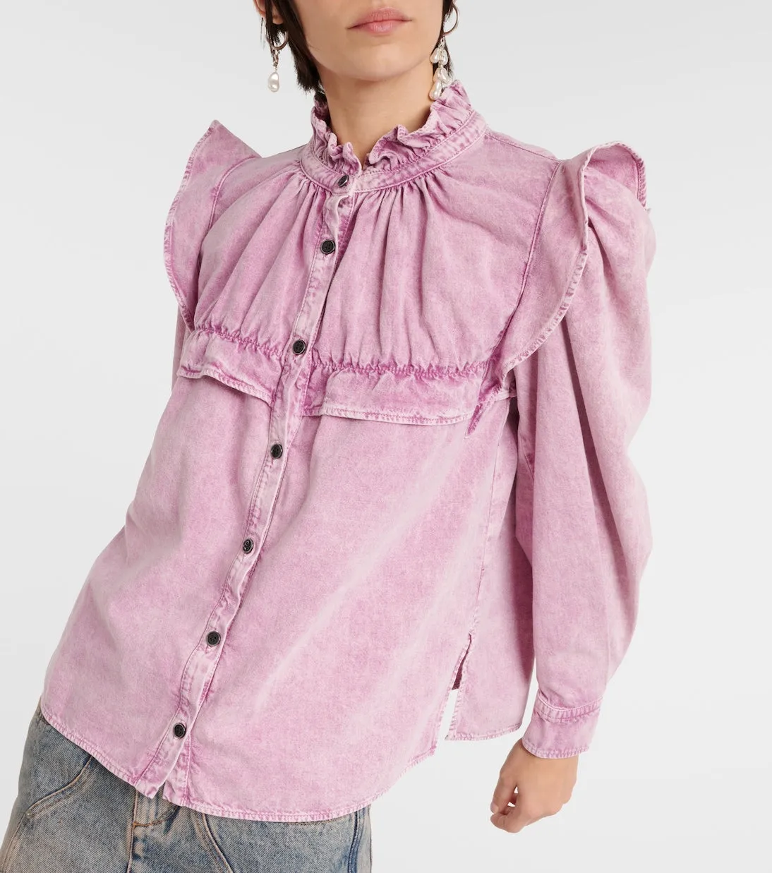 idety denim shirt with ruffles Marant Etoile, pink