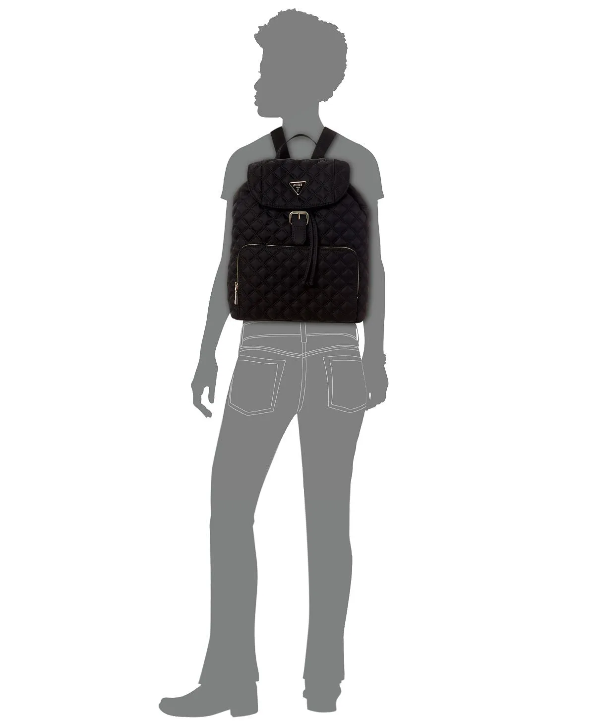Jaxi Large Quilted Backpack Exclusive to Macy's GUESS, Black