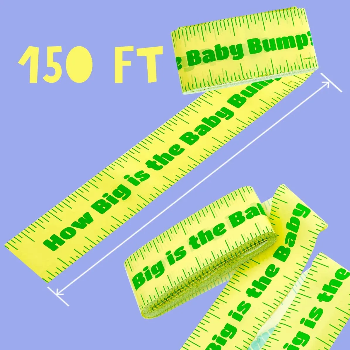 Kicko Baby Bump Measuring Tape Game - 2 Pack - 150 Feet - for Party Favors, Showers, Moms