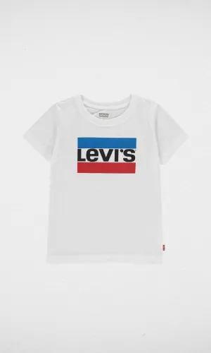 Kids Levi's Short Sleeve T-shirt White  (Blue ,Black & Red Logo)