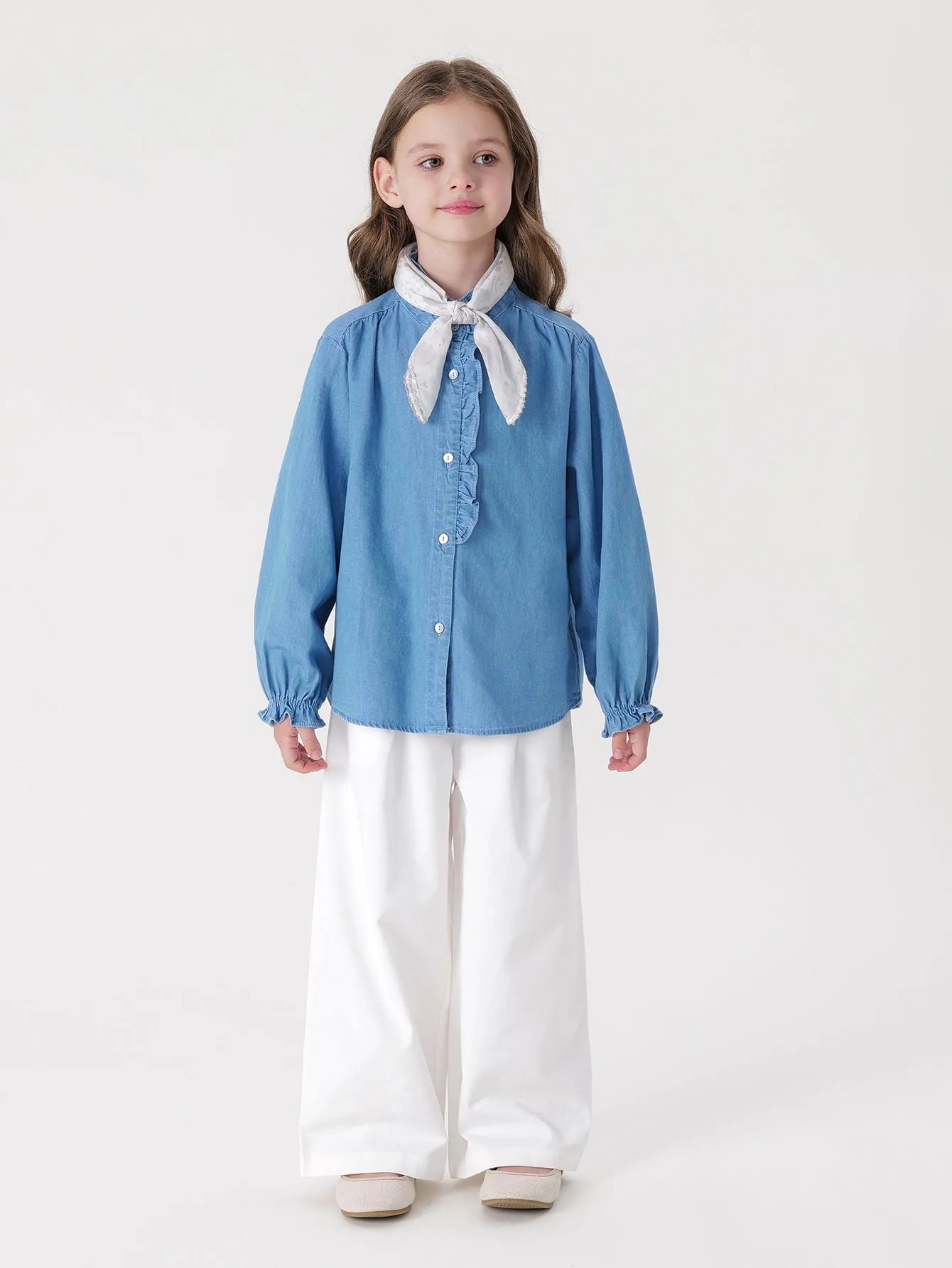 MARC & JANIE Girls Lace Denim Shirts 240131