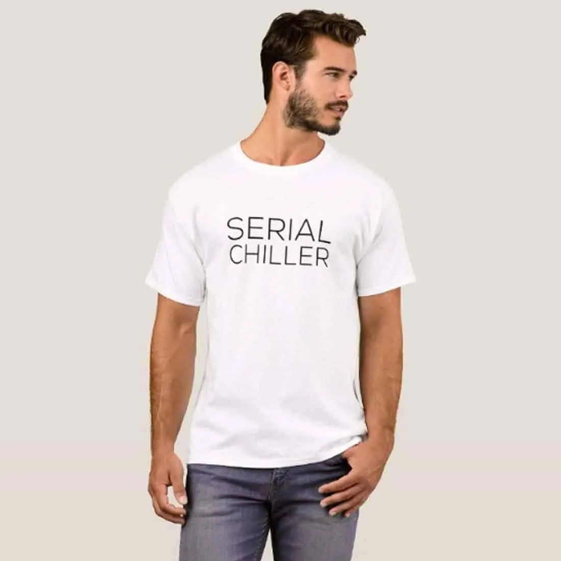 Nutcase Designer Round Neck Men's T-Shirt Wrinkle-Free Poly Cotton Tees - Serial Chiller