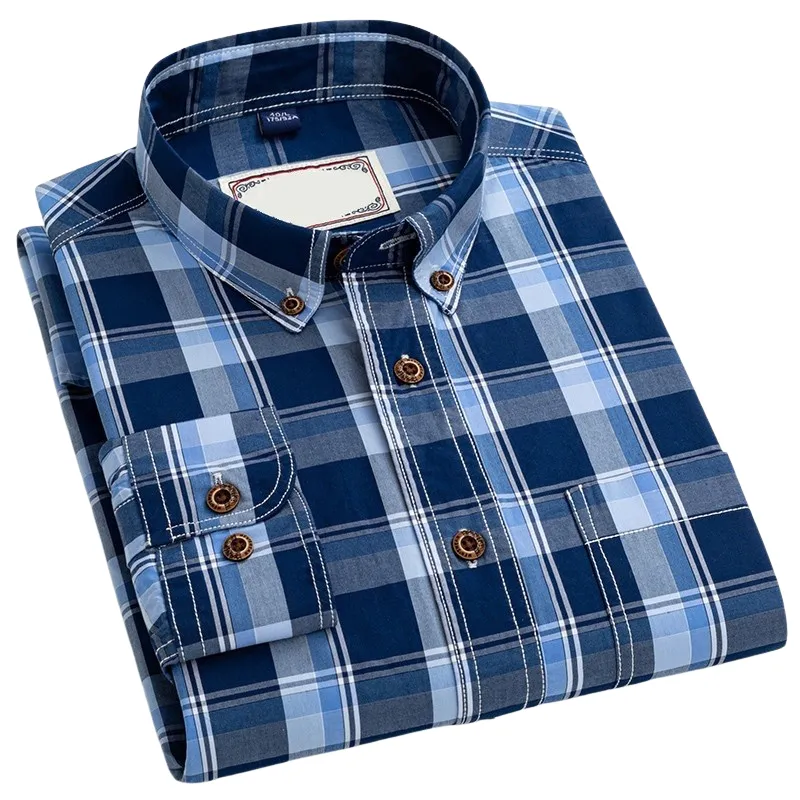 Pologize™ Casual Checkered Long Sleeve Button-Down Shirt