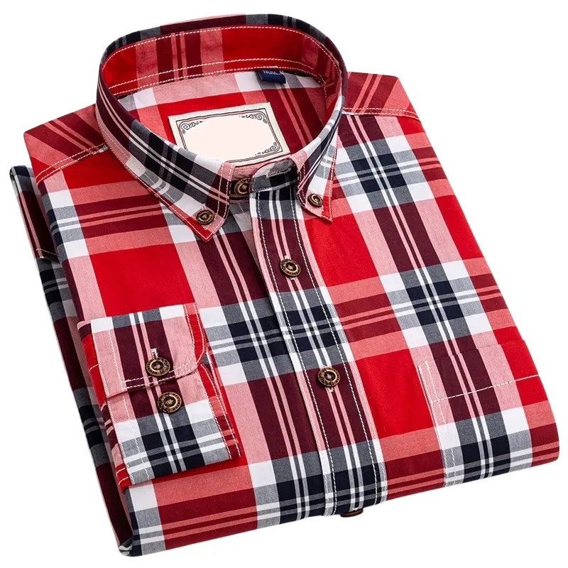 Pologize™ Casual Checkered Long Sleeve Button-Down Shirt