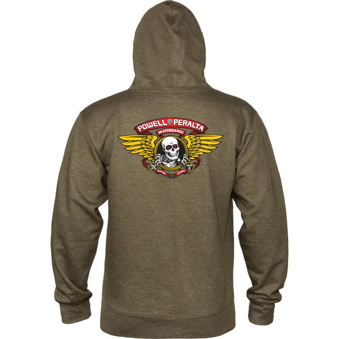 POWELL PERALTA SWEATER - WINGED RIPPER MID-WEIGHT HOOD ARMY HEATHER
