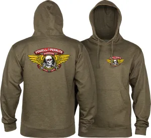 POWELL PERALTA SWEATER - WINGED RIPPER MID-WEIGHT HOOD ARMY HEATHER