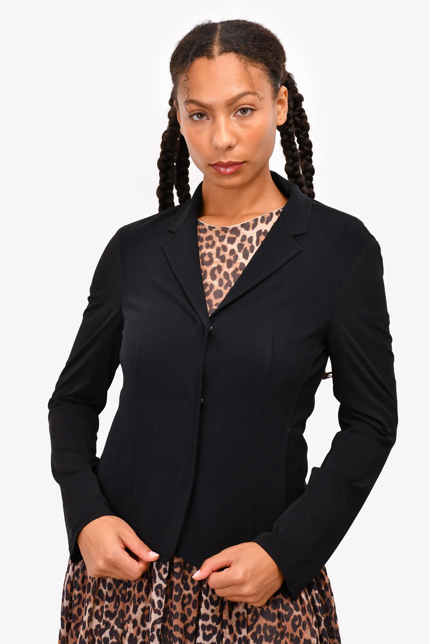 'S Max Mara Black Button-Up Collared Top Size 10 US