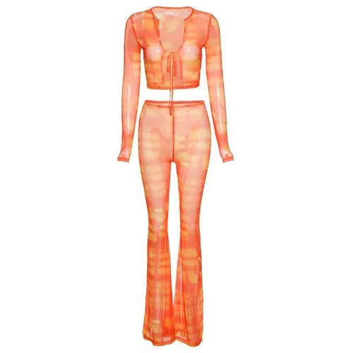 Sexy Mesh See Though 2 Piece Crop Top Mini Dress