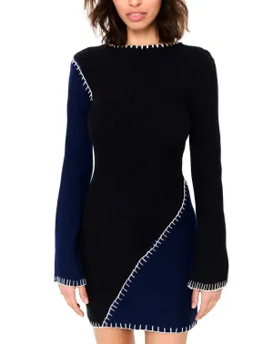 Tayla Rib Dress in Black/Navy