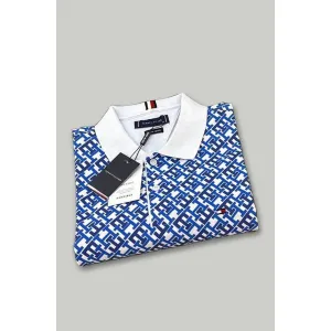 TH Light Blue Monogram Print Regular Polo