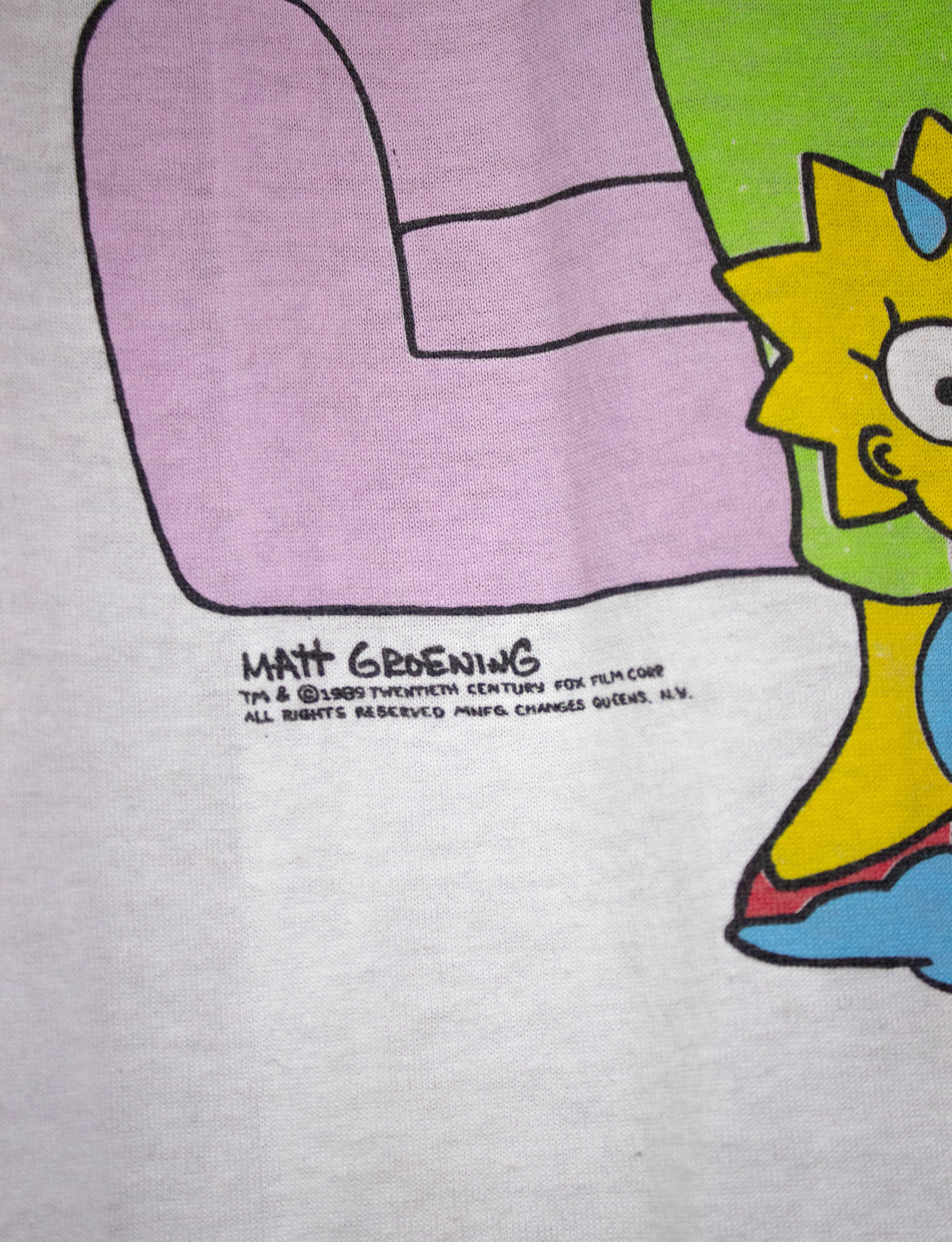 Vintage Simpsons 1989 Say Cheese Graphic T Shirt White Large