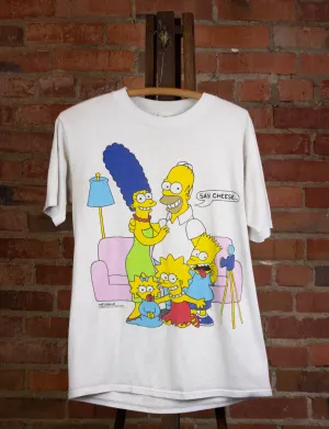 Vintage Simpsons 1989 Say Cheese Graphic T Shirt White Large
