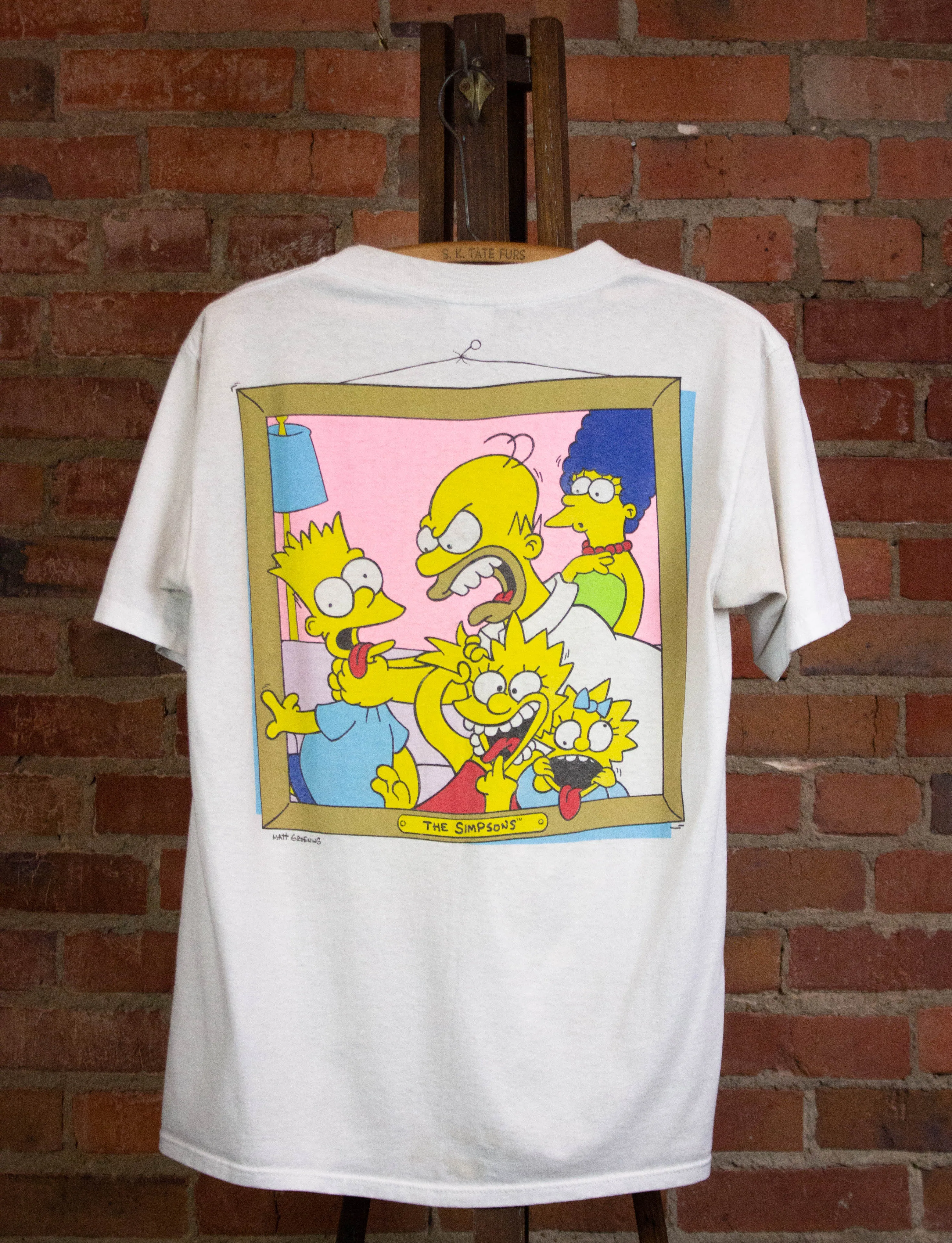 Vintage Simpsons 1989 Say Cheese Graphic T Shirt White Large